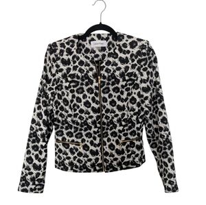 Calvin Klein Black & White Leopard Zip-Front Jacket